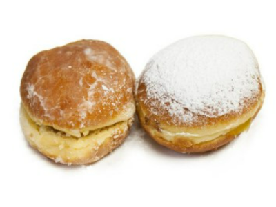 JELLY FILLED
You know this one, this is for those who like it messy. A choice of Raspberry or Lemon jelly and covered with a light glazed or powdered sugar, this is great for when you're looking for that punch of fruit flavor.